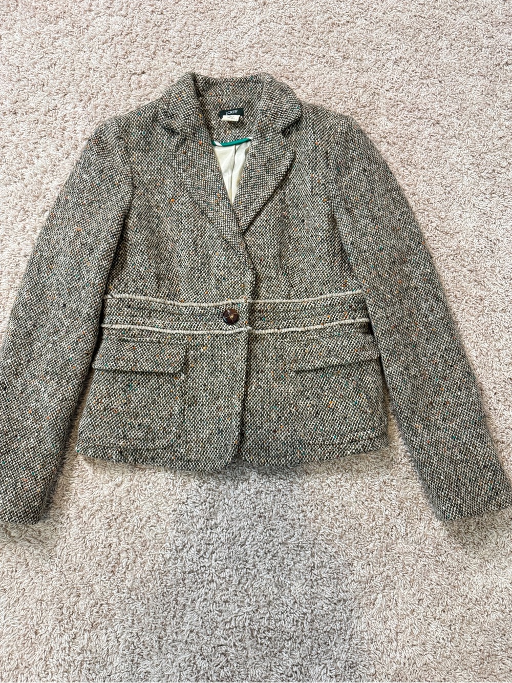 Vintage 2005 J Crew Wool Alpaca Tweed Blazer Jacket Size 6